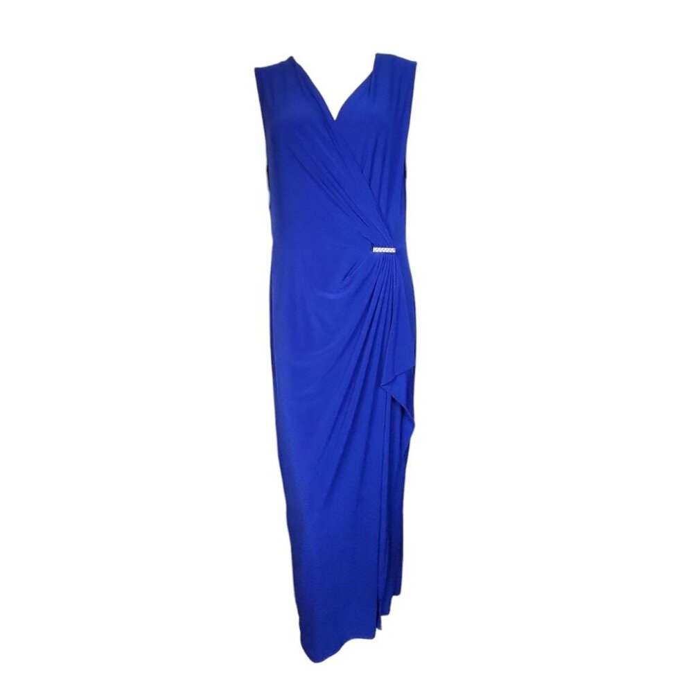 Soho Apparel LTD Dress‎ Womens Plus Size 3X Solid All Blue Gathered Jewel Detail